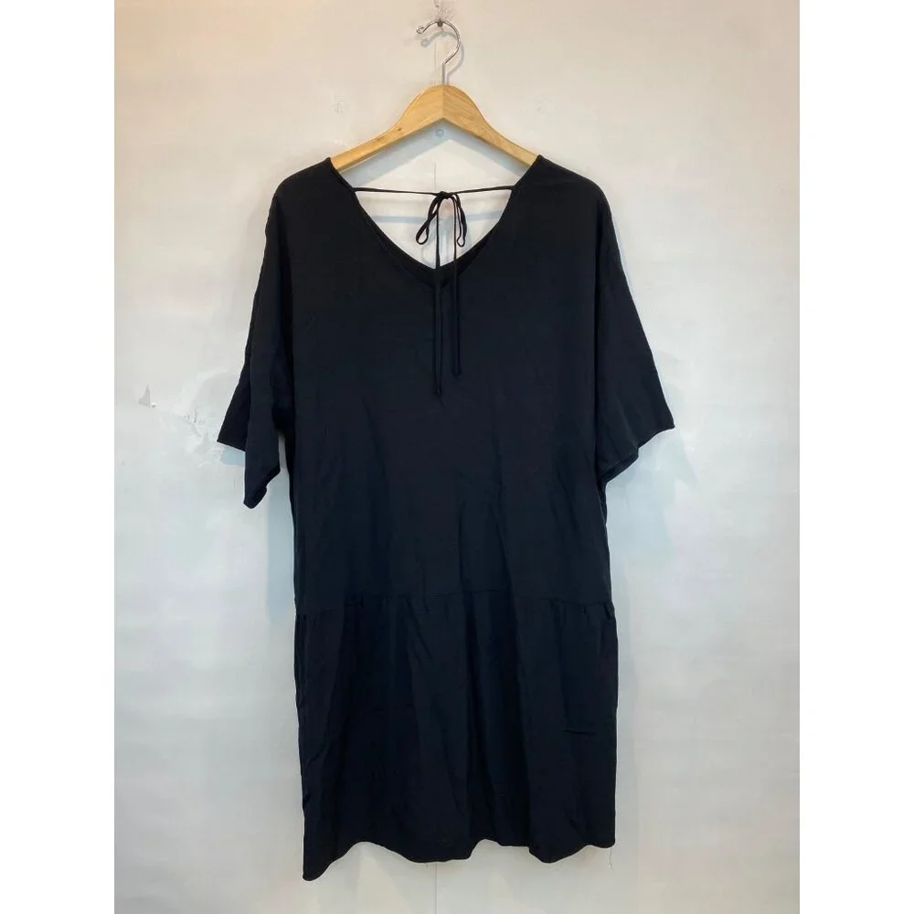 Eileen Fisher Women's Tencel Crepe Drop Waist Dress Size XL V Neck Elbow Sleeves - Picture 2 of 5